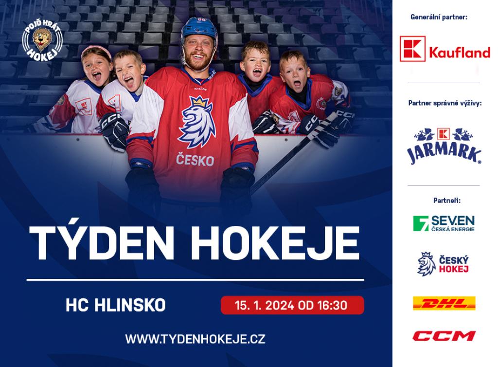Přijďte v pondělí 15.1. od 16:30 hodin na ZS Hlinsko na akci Týden hokeje
