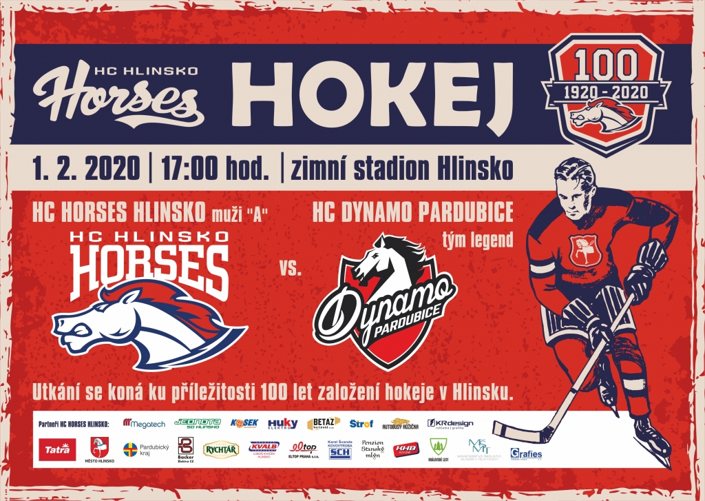 100 let hokeje v Hlinsku - pozvánka - přijede Dynamo